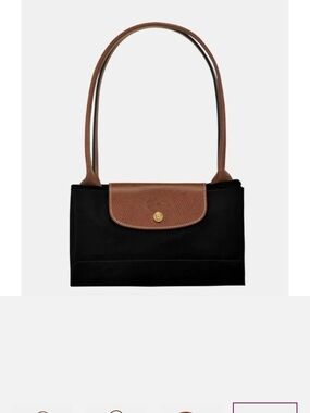 Longchamps Classic Black and Brown Nylon Shoulder Bag